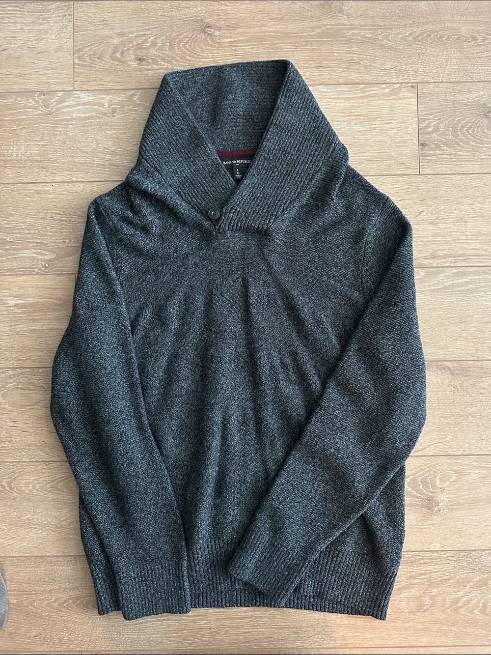 Banana Republic Charcoal Gray Shawl-Collar Turtleneck Sweater